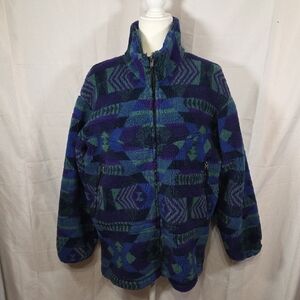 Eastern Mountain Sports Women's Heavy Blue and Green Fleece Jacket